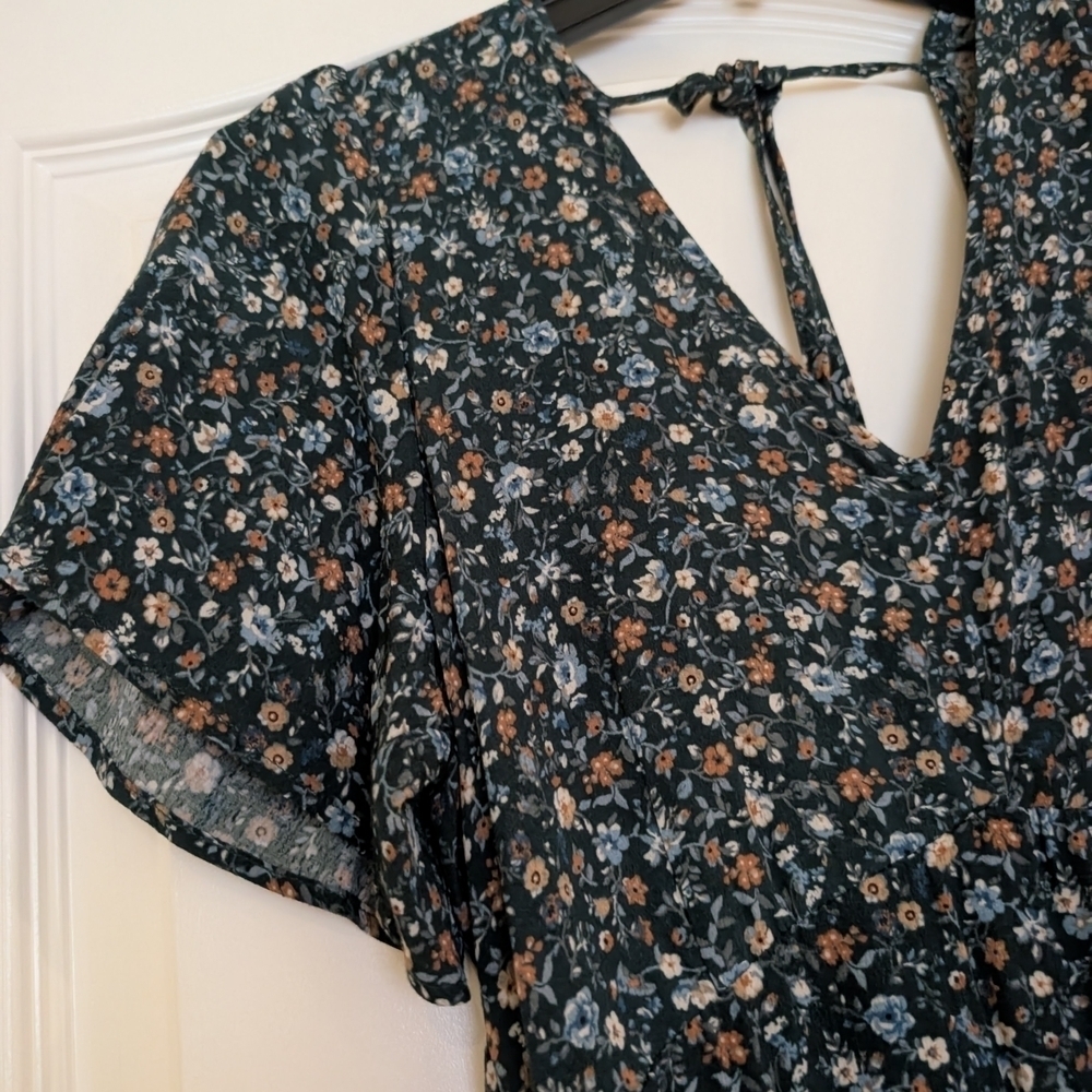Reitmans Green Floral High Low Dress - Picture 3 of 7